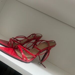Chic Red Strappy Heels